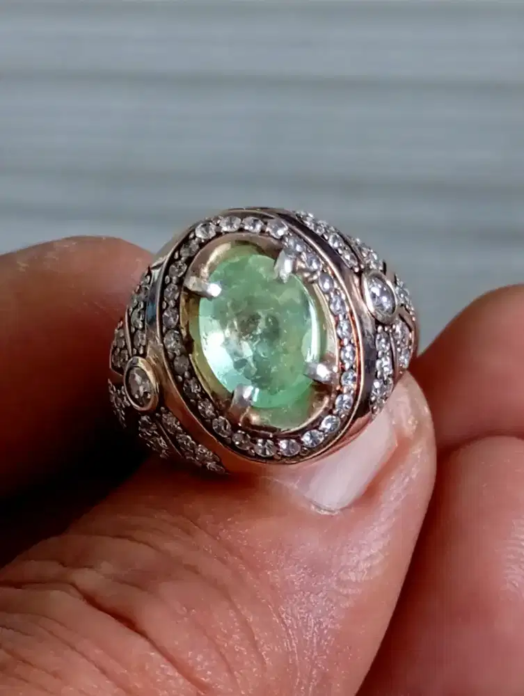 Zamrud Colombia ring perak