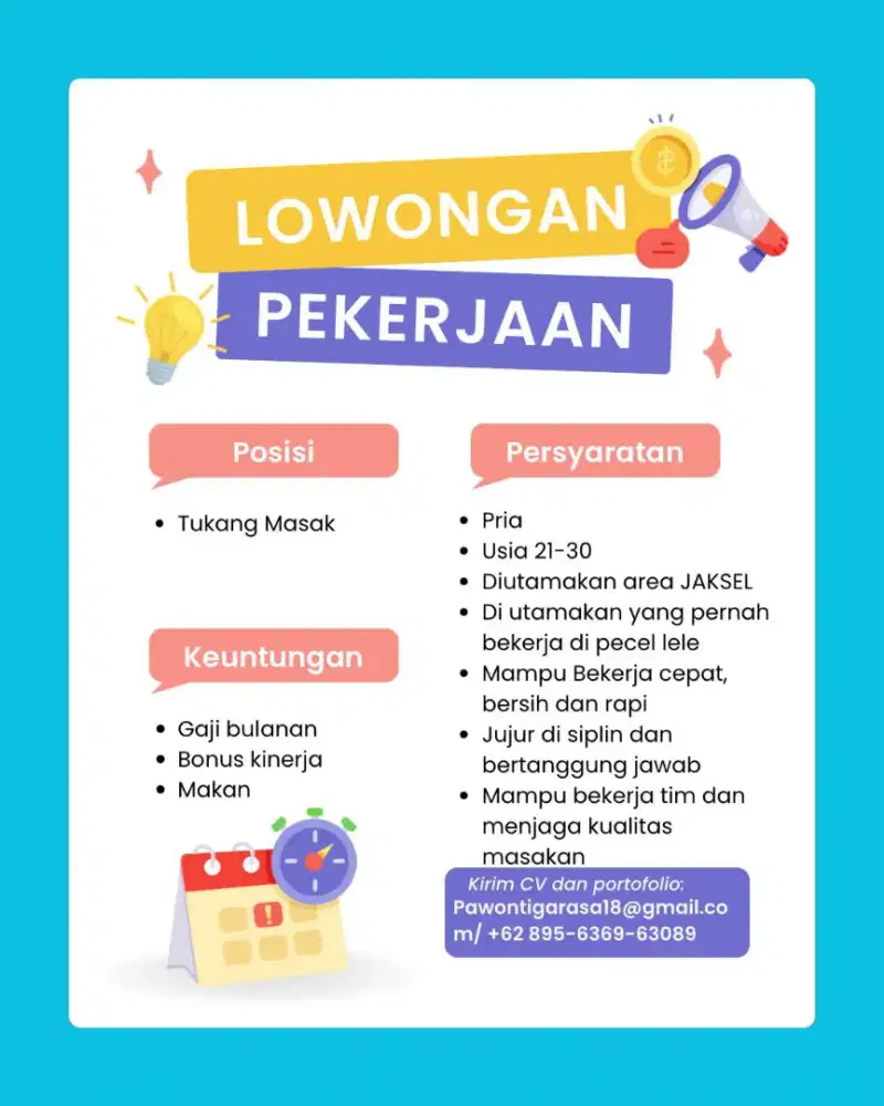 Lowongan kerja tukang masak