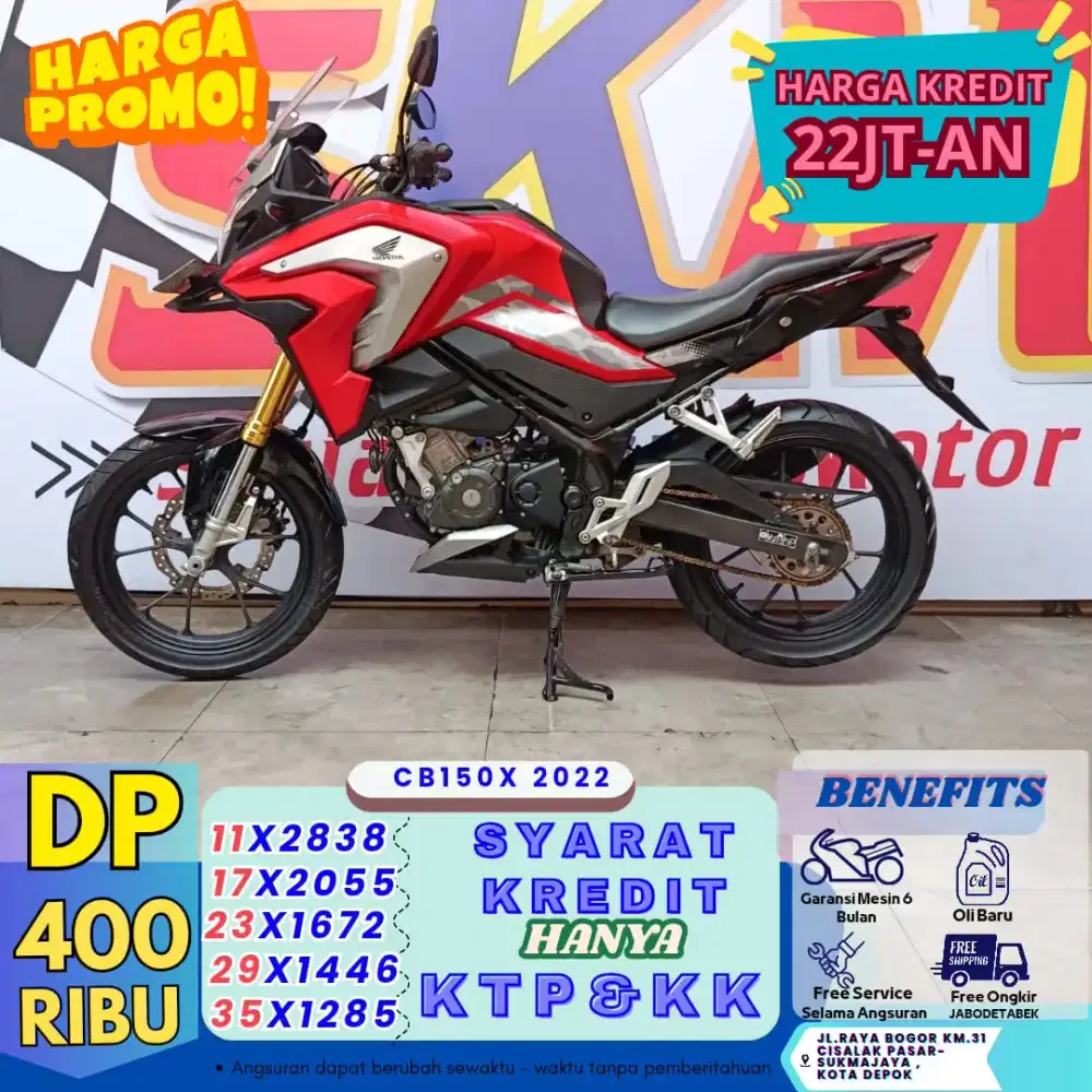 ( cb 150 x tahun 2022 DP:400 servis gratis selama angsuran cash credit
