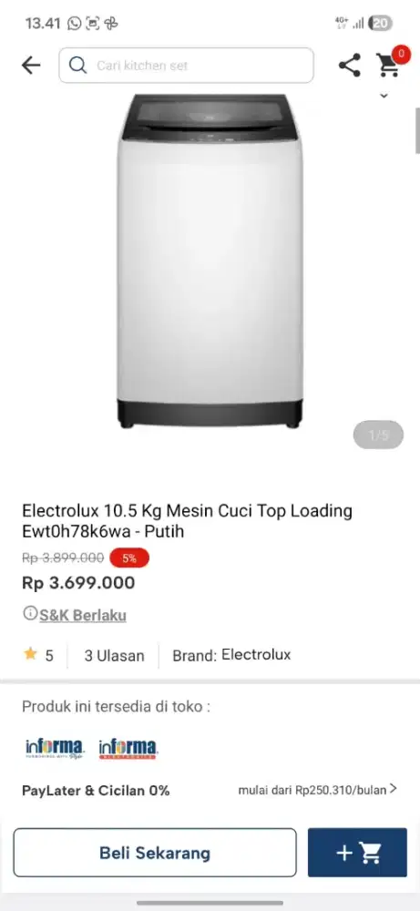 Promo mesin cuci electrolux murah