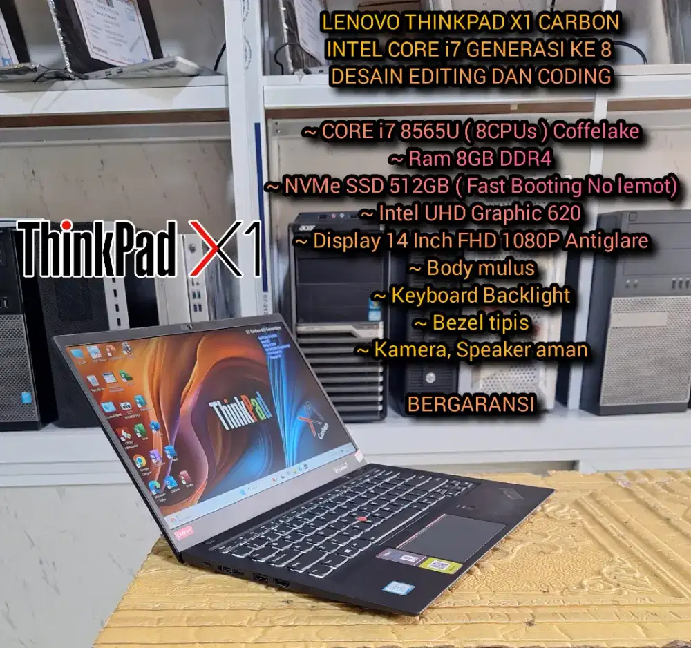 LENOVO THINKPAD X1 CARBON SUPER MULUS LAPTOP DESIGN EDITING CODING