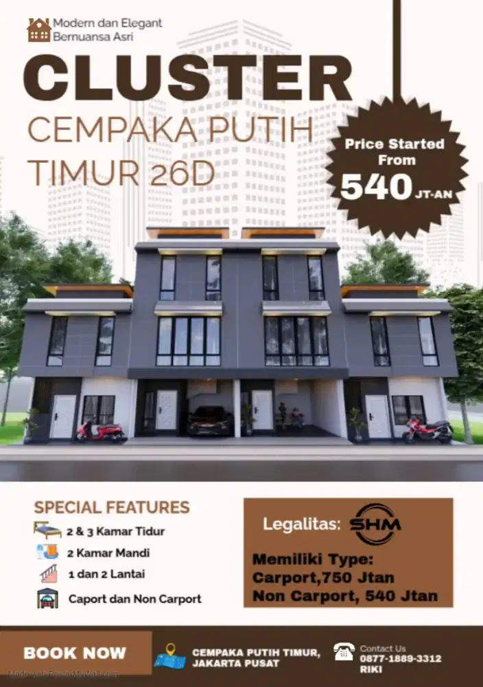 Rumah modern minimalis 2 lantai di cempaka putih timur jakarta pusat