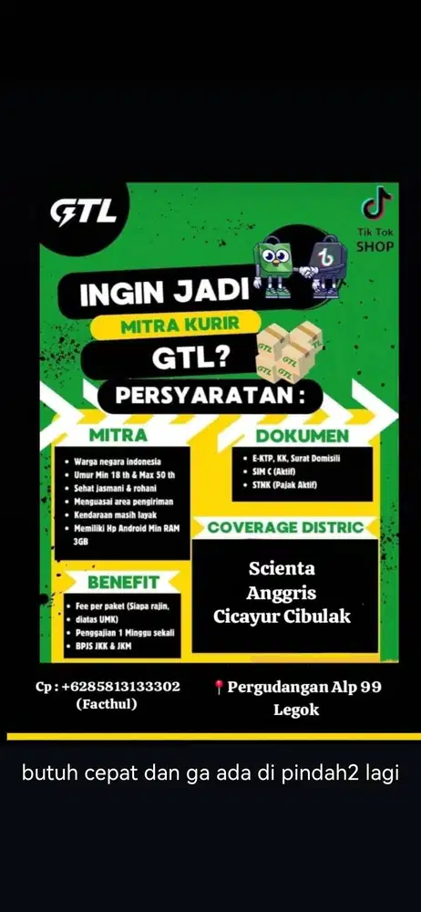 Kurir Delivery kelapa dua gading serpong