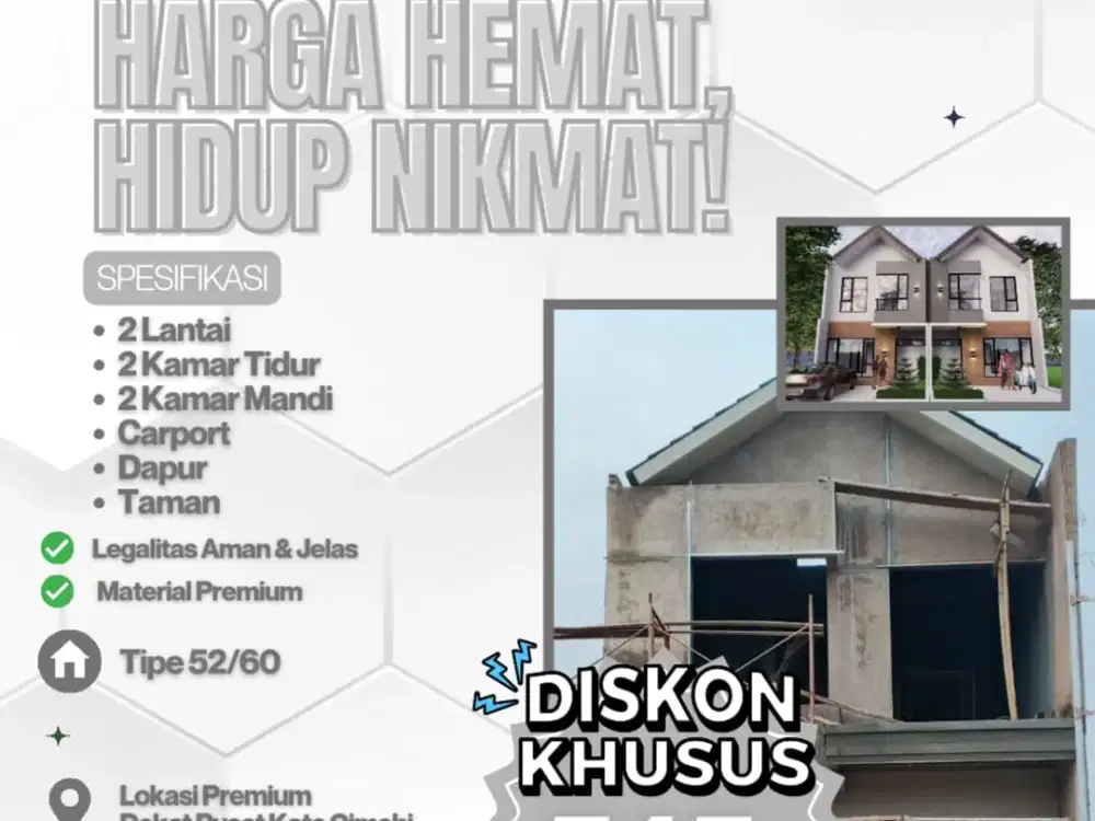 Harga Hemat Hidup Nikmat! Di Harmony Village Rumah 2 Lantai 500Jt-an
