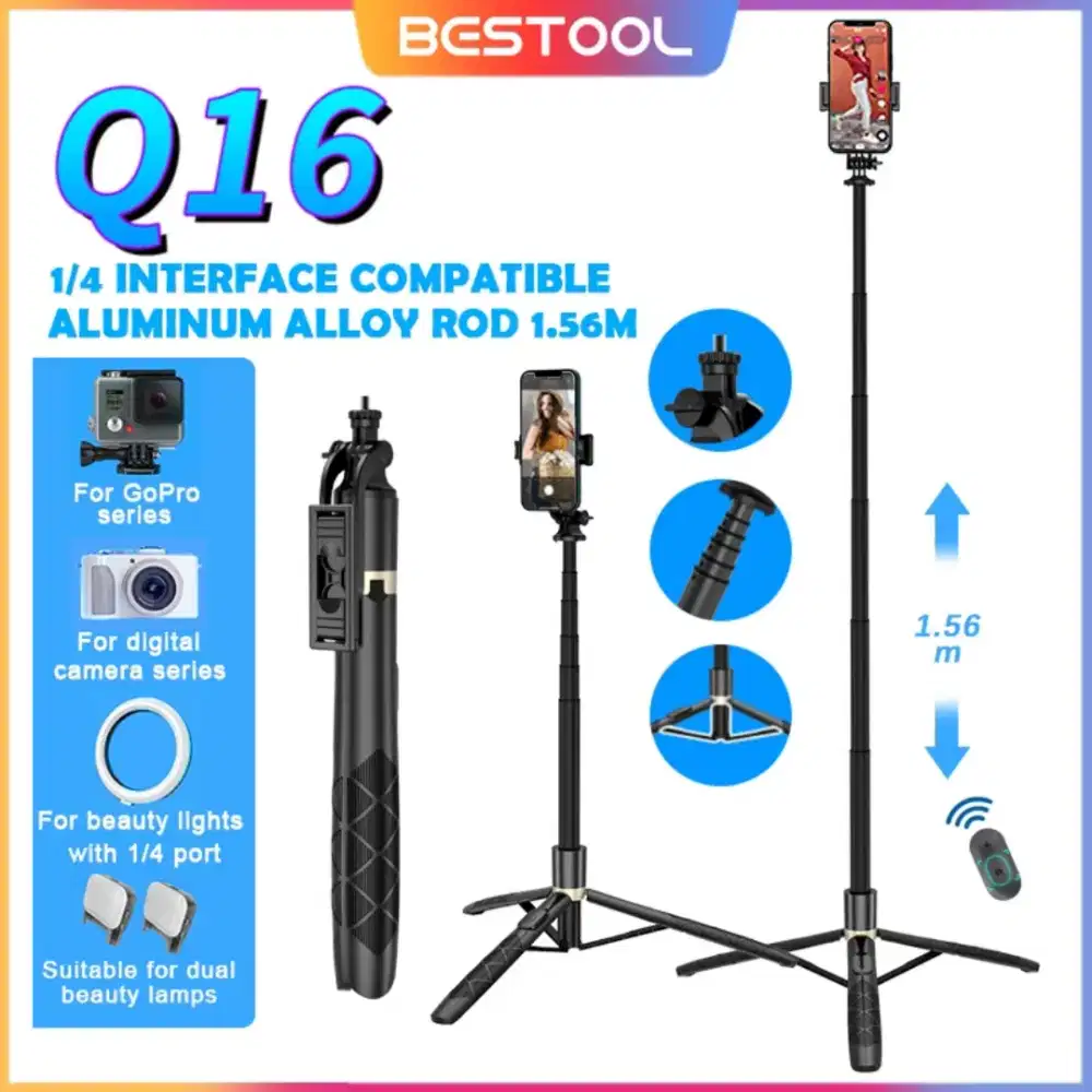 Tripod Tongsis Bestool Q16 Travelling Tripod HP Shutter Bluetooth