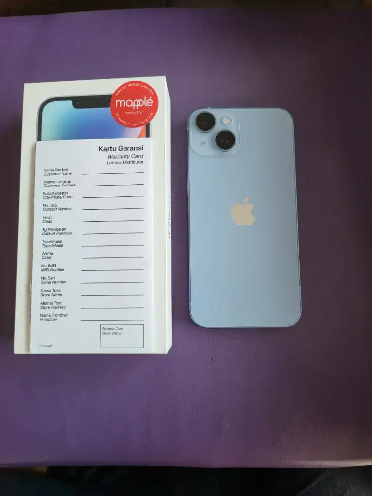 Iphone 14 128 resmi bh100% sept2026 mulus like new