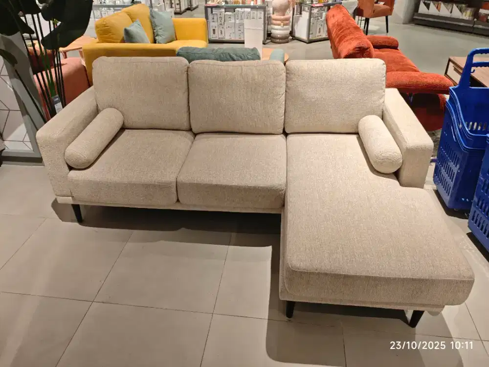 Nordia Neo Arroyo Sofa L Corner Fabric Kanan - Putih Ivory