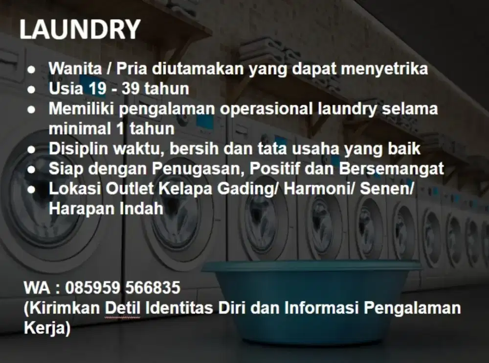 Lowongan Laundry Pria Wanita