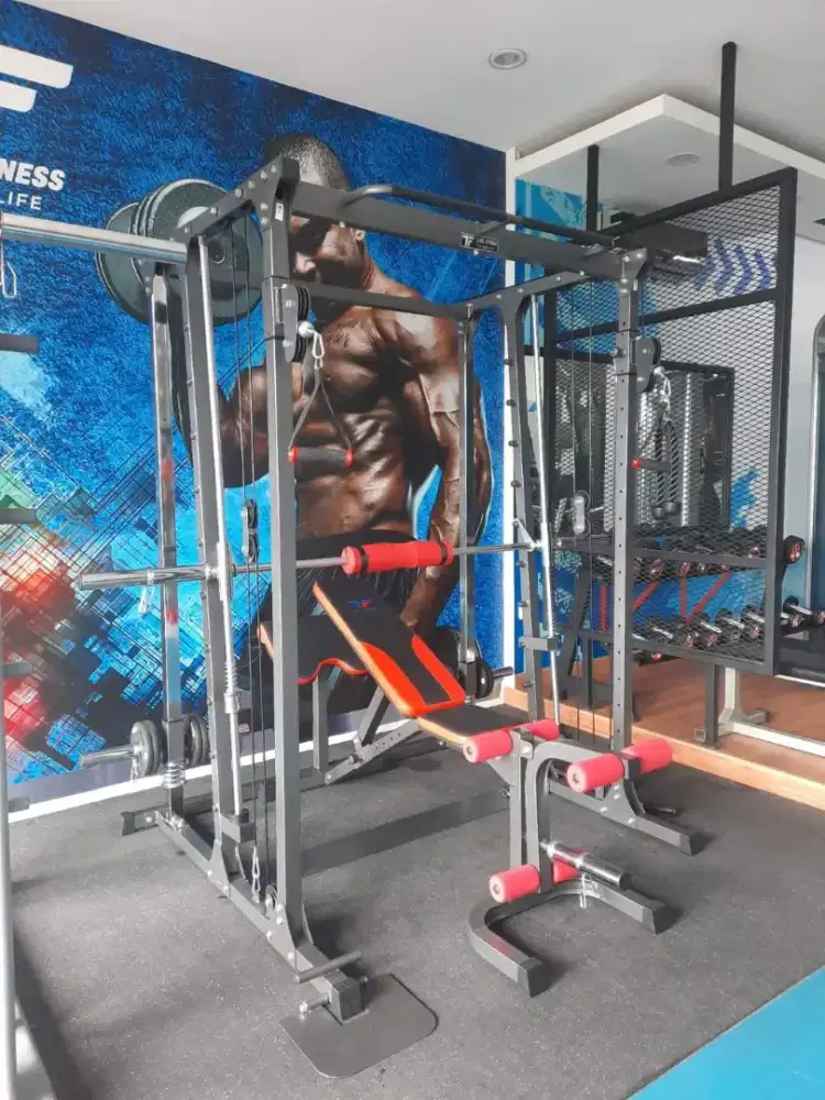 FREE PLAT BEBAN 40 KG SMITH MACHINE POWER RACK TL 022 ALAT FITNESS