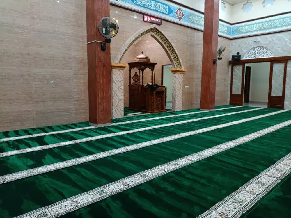 Karpet masjid nabawi hijau meteran tebal polos bisa cod