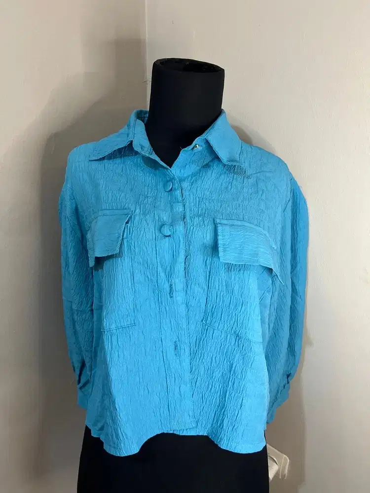 Kemeja Biru Crop top