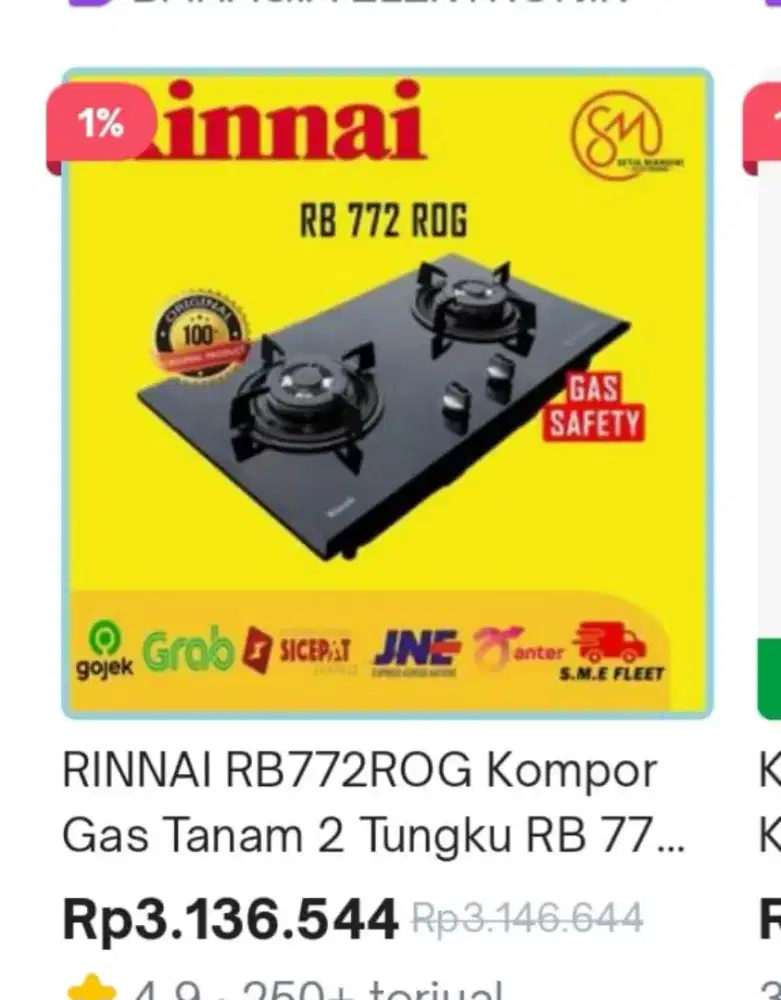 Di jual rugi lampu kristal dan kompor tanam