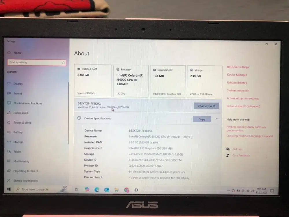 notebokk asus ram 2