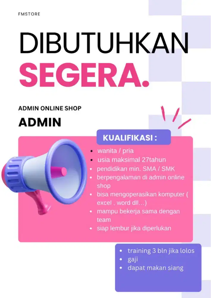 LOWONGAN KERJA ADMIN ONLINE SHOP