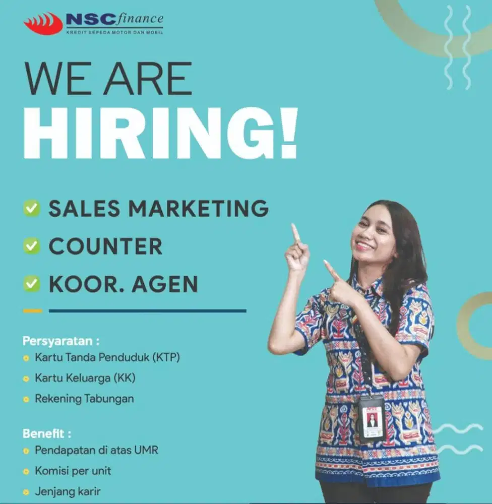 Dibutuhkan segera sales counter dana tunai penempatan di daerah depok