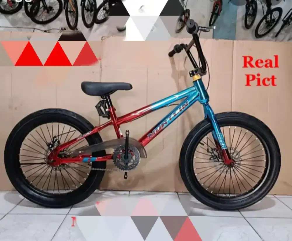 Sepeda Anak Cowok BMX Mortein uk20 sudah cakram ban jumbo 3.0