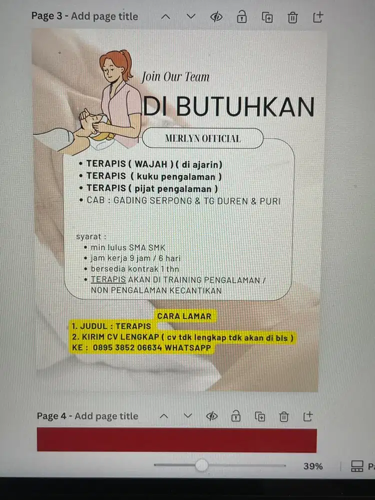 terapis wajah , terapis pijat , terapis kuku