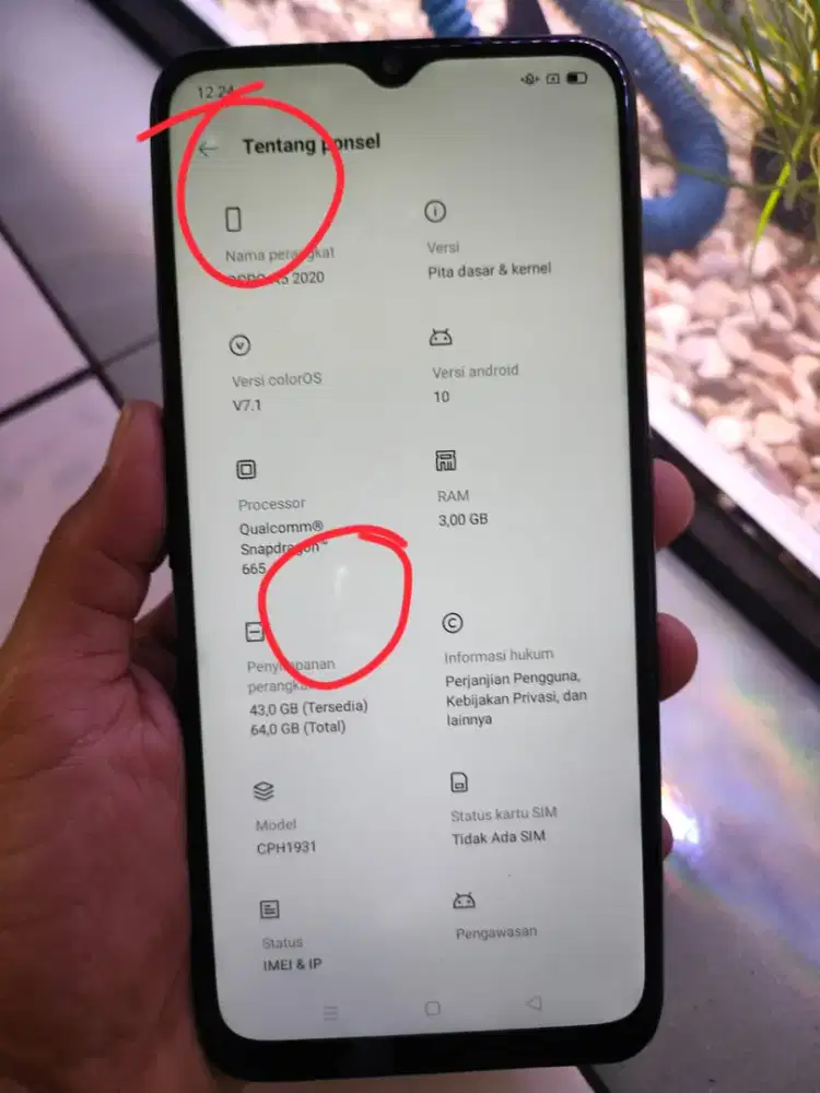 Oppo A5 2020 ram 3/64 minus