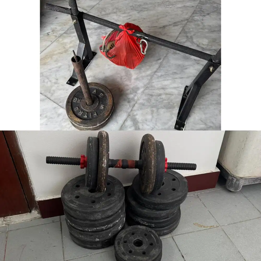 Paket Home Gym Pull Up Bar + Katrol & Beban