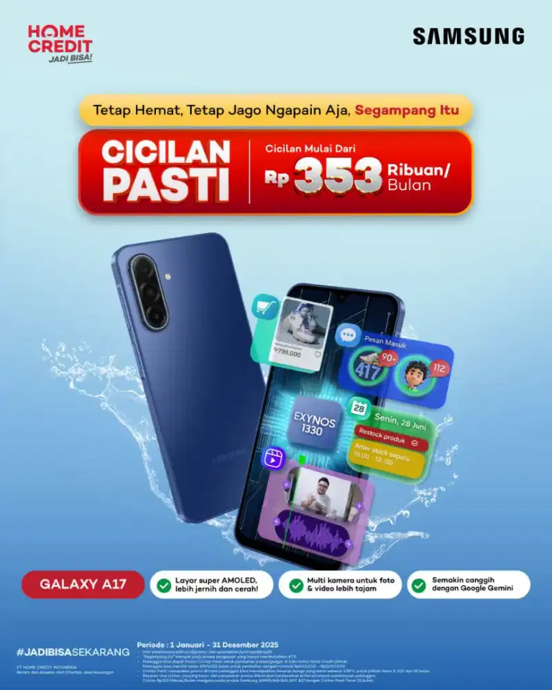 Cicilan samsung mulai dari 300rban pakai Home Credit cukup KTP