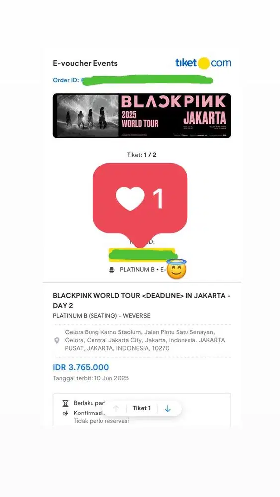 Tiket Blackpink Deadline Day-2 Platinum B