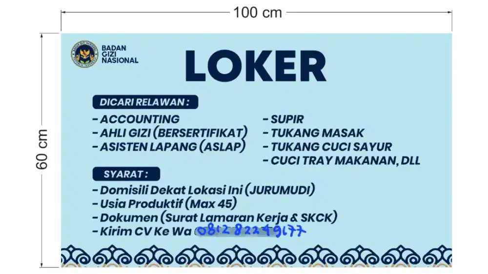 Lowongan relawan Makan bergizi nasional