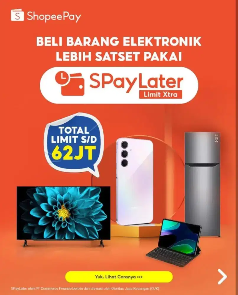 Penagajuan hp,tvn, laptop pakai Spaylater proses kilat