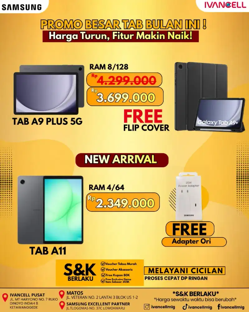 SAMSUNG TAB A11 free adapter original gas
