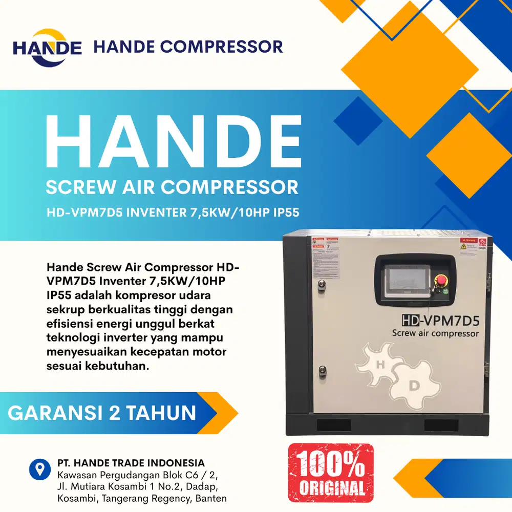 Hande Screw Air Compressor HD-VPM7D5 Inventer 7,5KW/10HP IP55 8 Bar