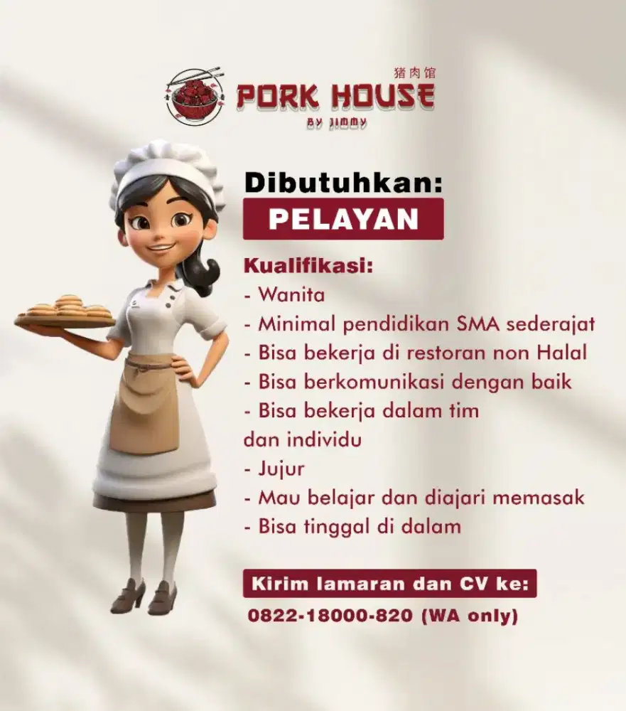 Di cari karyawan waitres, cooking helper , art