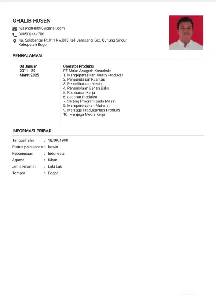 Cari kerja sebagai office boy atau operator produksi