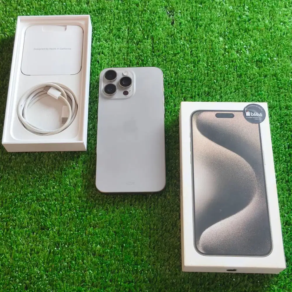 iPhone 15 Pro Max 256Gb Natural Titanium BH 86% Ex resmi Kelengkapan f