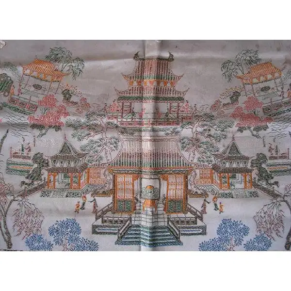 Vintage kuno antik lukisan sulaman kain dan benang sutera / silk japan