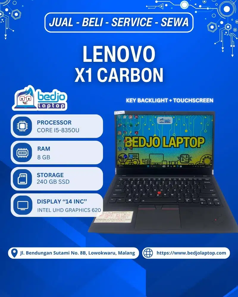 Laptop Lenovo X1 CARBON TERMANFAAT! Laptop Lenovo Touchscreen Berkelas