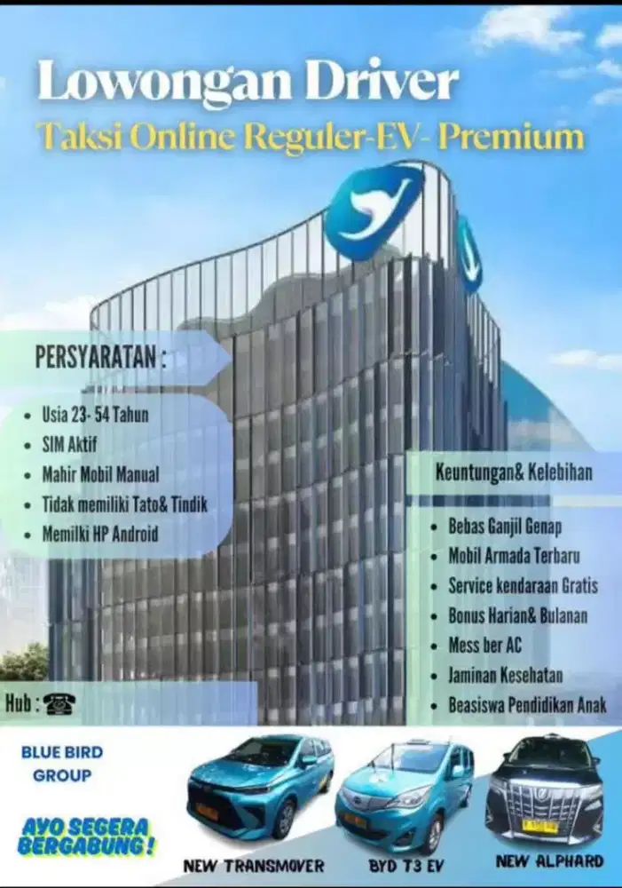 D butuhkan lowongan Driver taxi