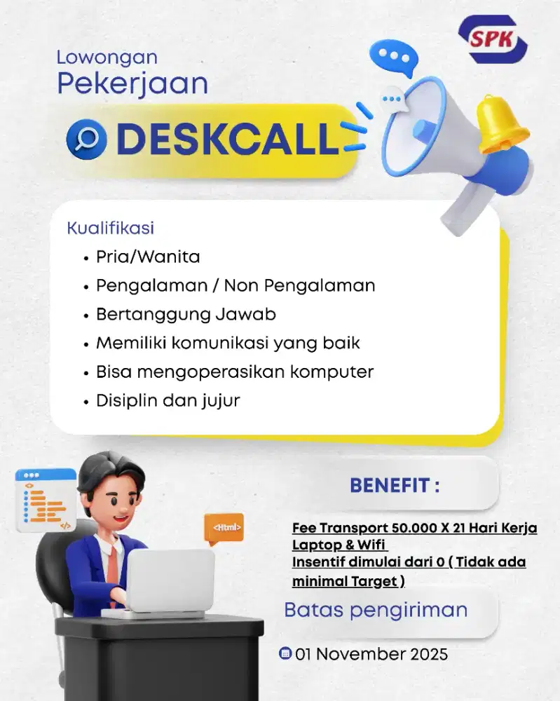 LOWONGAN PEKERJAAN DESKCALL