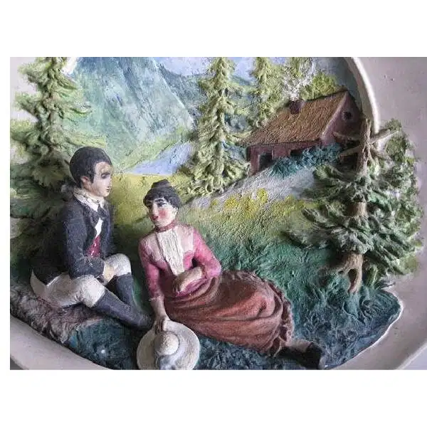 Antique keramik sculpture buatan German Mädchen und Jungen Skulptur