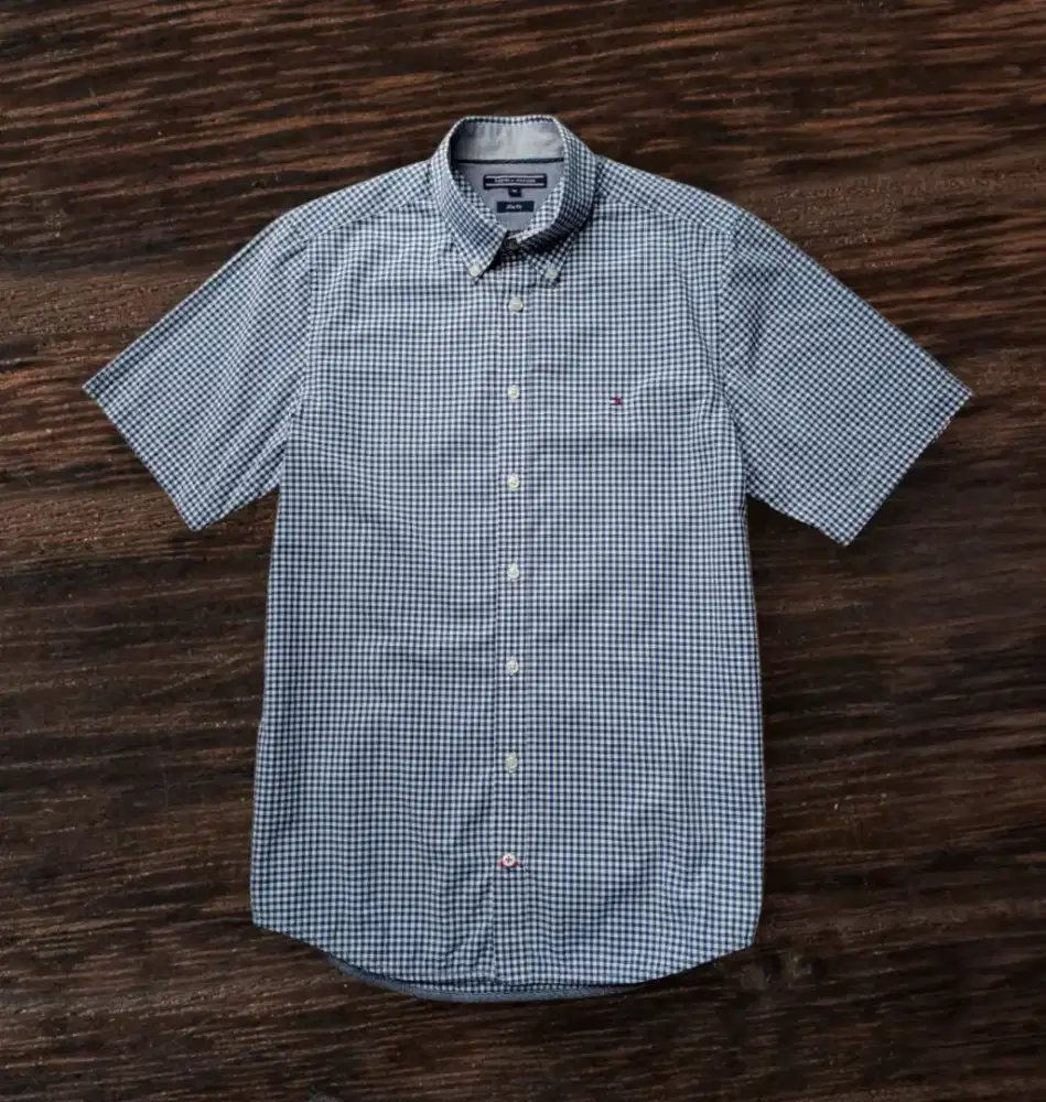 KEMEJA TOMMY HILFIGER MOTIF KOTAK2, SIZE : M (LD 102-104, P72) SLIMFIT