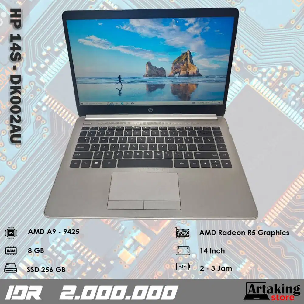 Hp 14s - dk002AU - AMD A9 - Ram 8 GB - SSD 256 GB