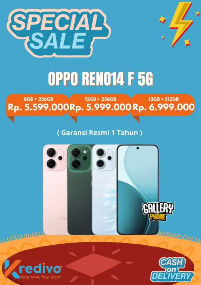 OPPO RENO14 F 5G CICILAN BUNGA RENDAH TANPA DP
