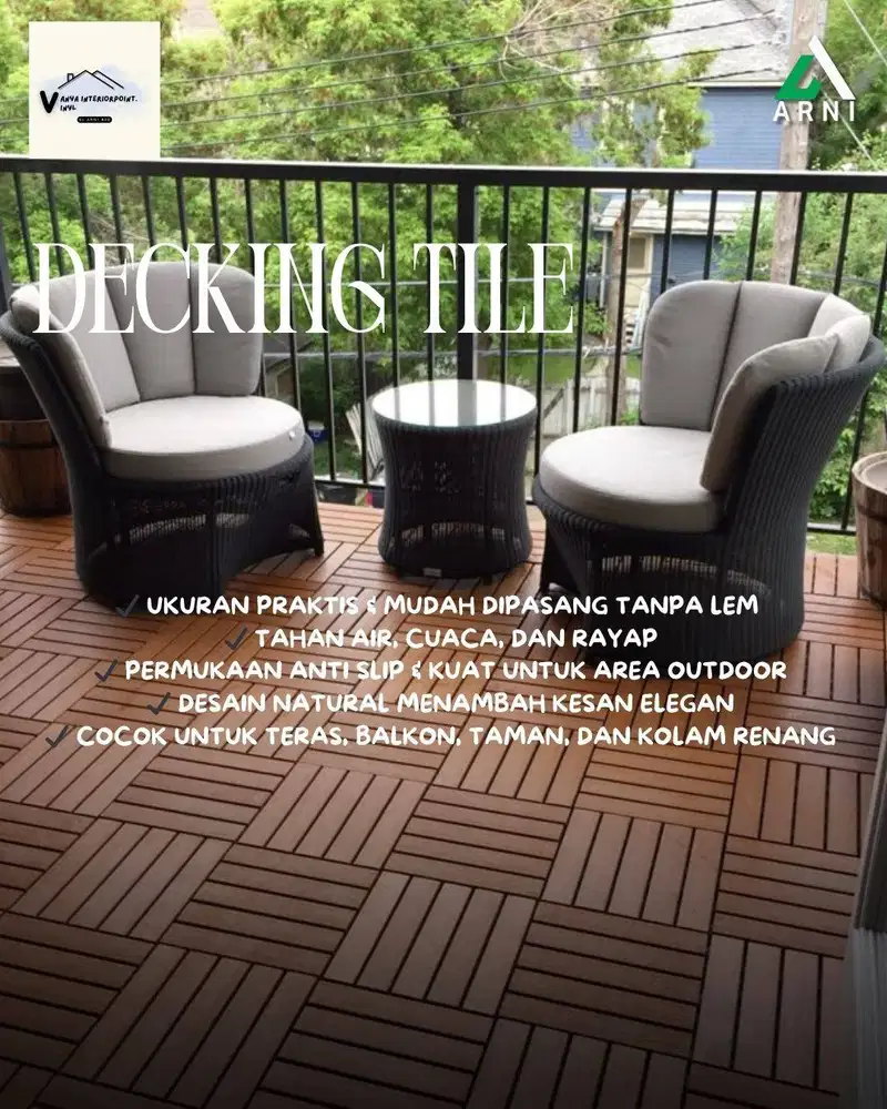 WPC Decking lantai Tile uk 15 cm x 60 cm Pilihan Lantai Outdoor Modern
