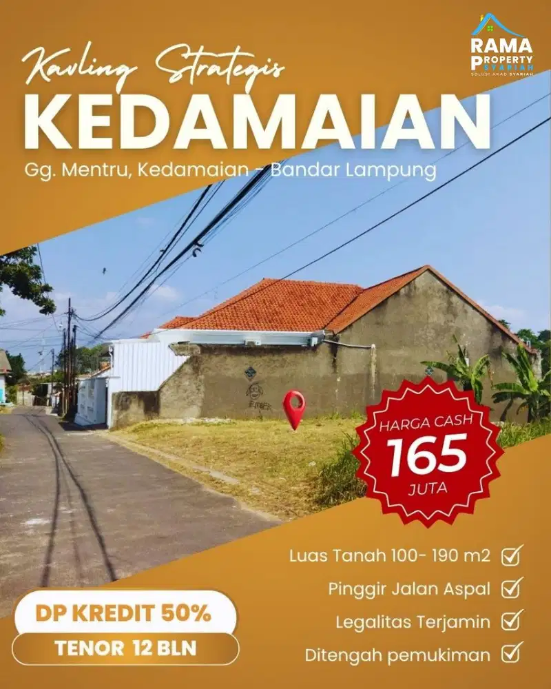 KAVLING KOTA BANDAR LAMPUNG UNIT TERBATAS DEKAT SEKOLAH UNGGULAN