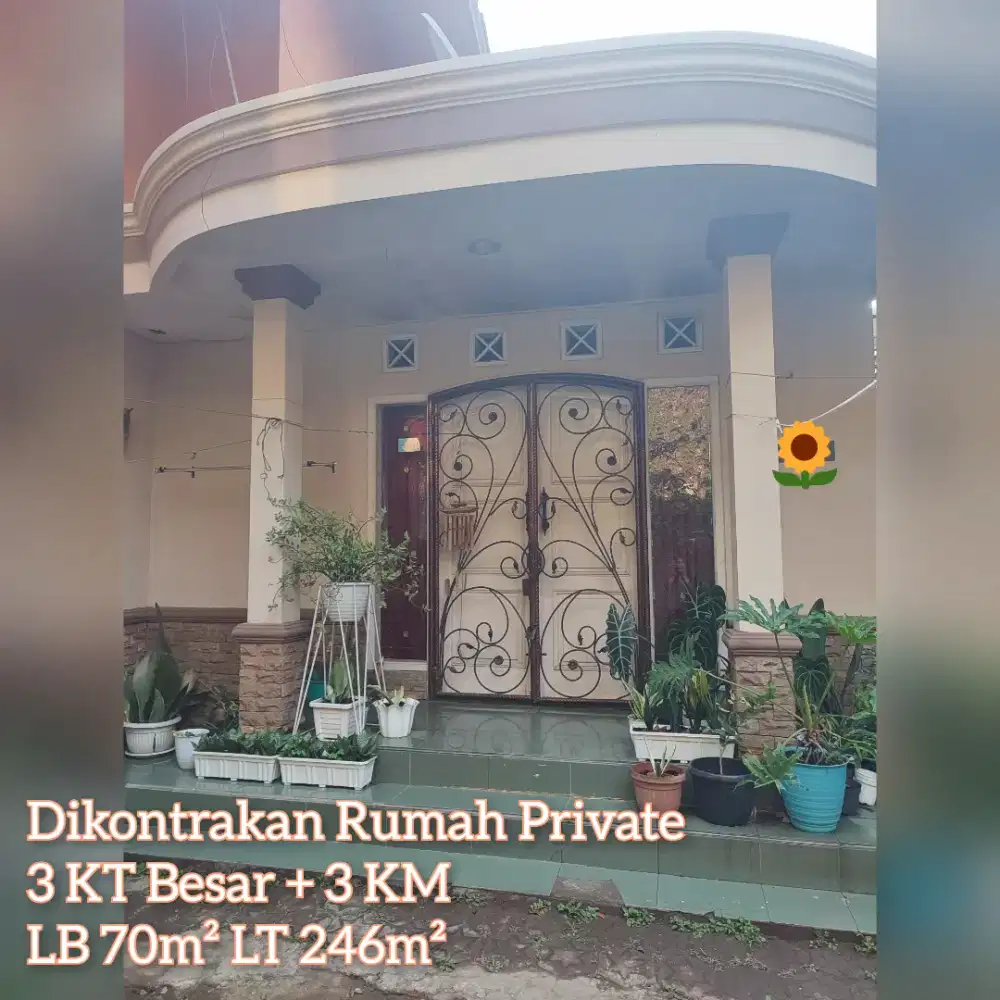Disewakan Rumah Private 3KT 3KM 70/246m² Kopo Margahayu Bandung