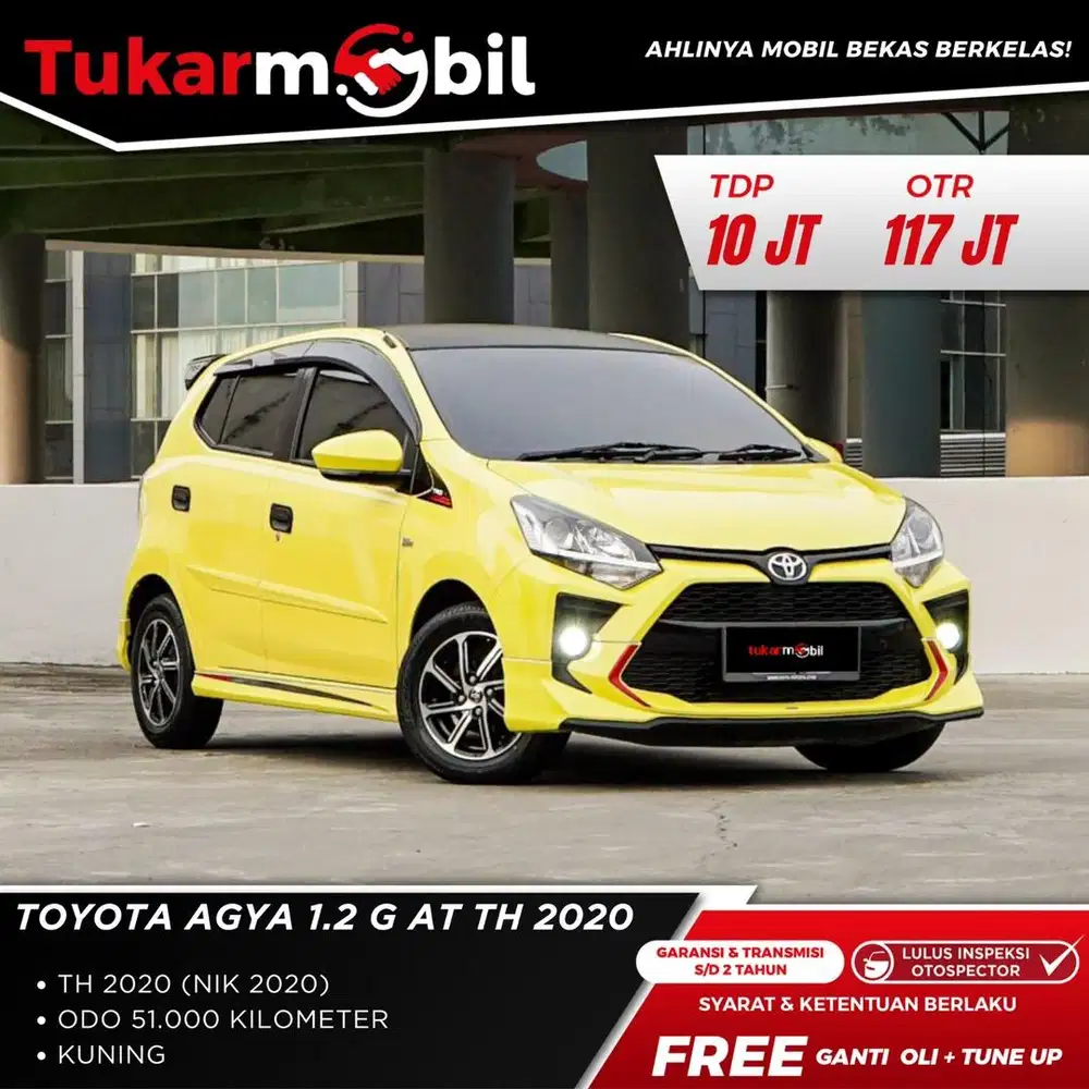 [BERGARANSI] TOYOTA AGYA G 1.2 METIK TAHUN 2020 KUNING PAJAK PANJANG