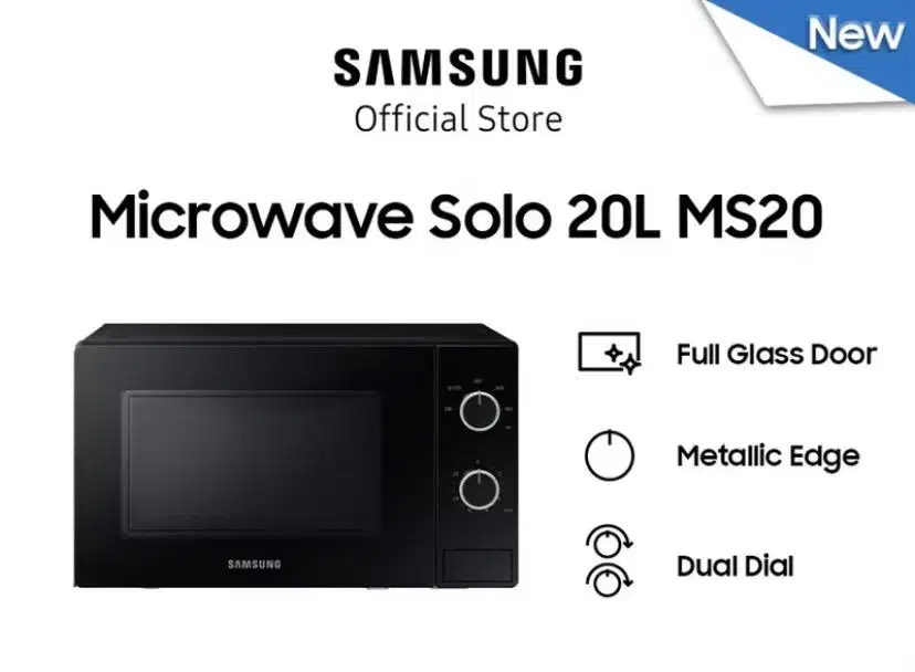 Samsung Microwave Oven Solo Full Glass Door, 20 L - MS20A3010AL/SE