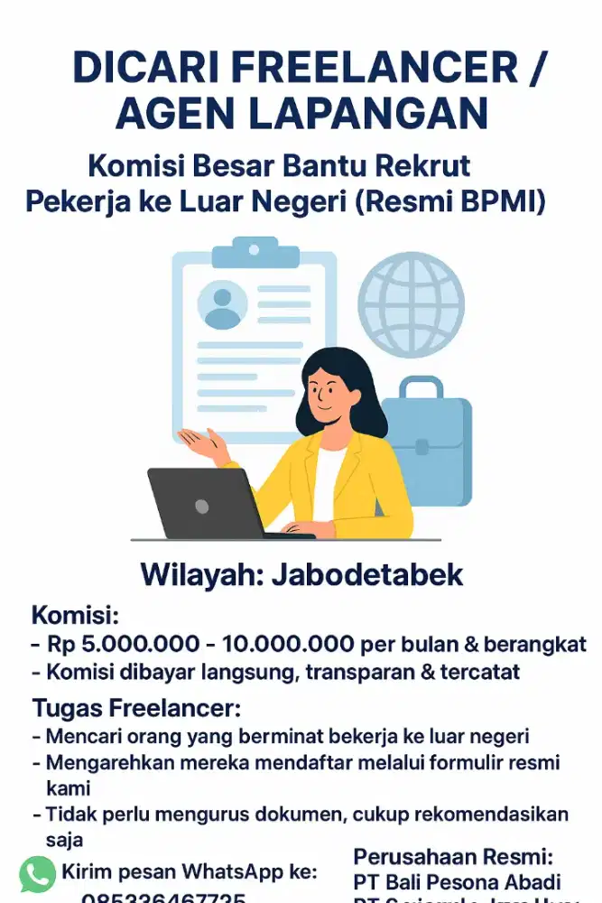 Dicari freelancer agen lapangan