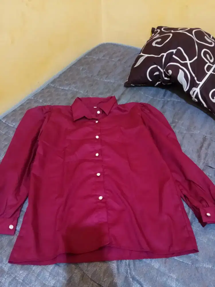 Qyla Kemeja puffy Blouse Atasan Wanita Panjang katun Toyobo