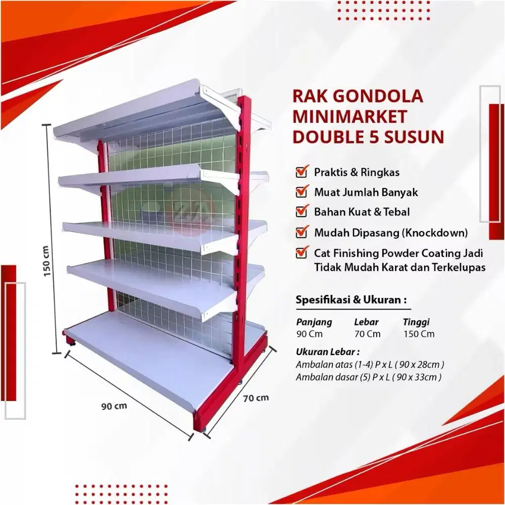 dijual cepat rak supermarket indomaret gondola minimarket 5susun