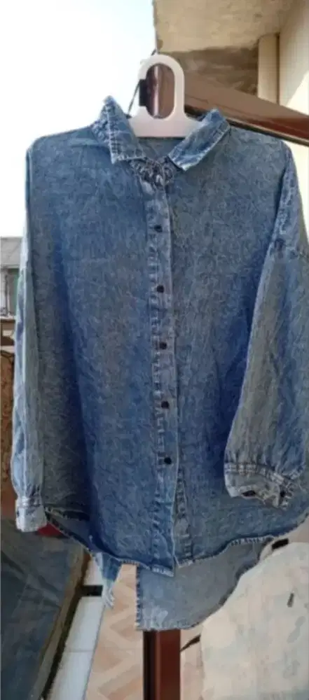 (PRELOVED) Kemeja Jeans Denim Oversize Kemeja Big Size Jumbo XXL