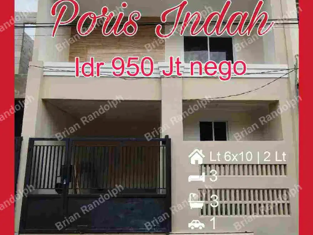 dijual rumah baru siap huni murah 2 lantai di poris indah
